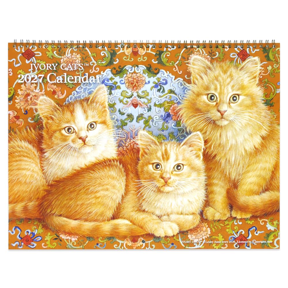DearCards(ディアカーズ) 2027年壁掛けカレンダー 大判サイズ-アイボリーキャッツ | IVORY CATS calendar デスク アート 月めくり かわいい 猫 子猫 ネコ ねこ キャラクター