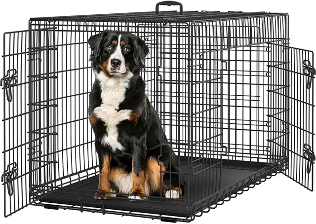 Yaheetech Jaula para Perros 122x71x78 cm Doble Puerta con Separador Transportin Perro de Viaje Jaula Metálica Plegable con Bandeja Extraíble para Interior Exterior Negro