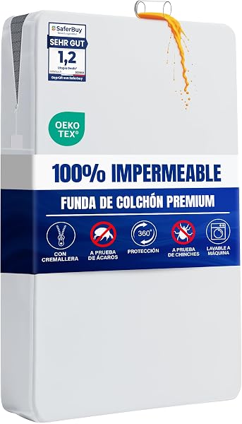 Utopia Bedding Funda de Colchón 150 x 200 x 30 cm Impermeable con Cremallera, Certificado Oeko-Tex, Cubre Colchon - 1