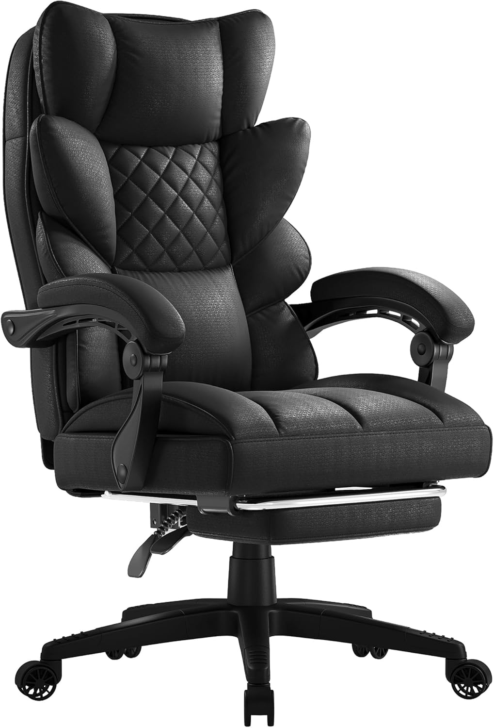 Dowinx Big and Tall Office Chair with Pocket Spring Cushion,High Back Computer Gaming Chairs with Linkage Armrests,Executive Desk Chairs with Footrest,Fabric-Black product image