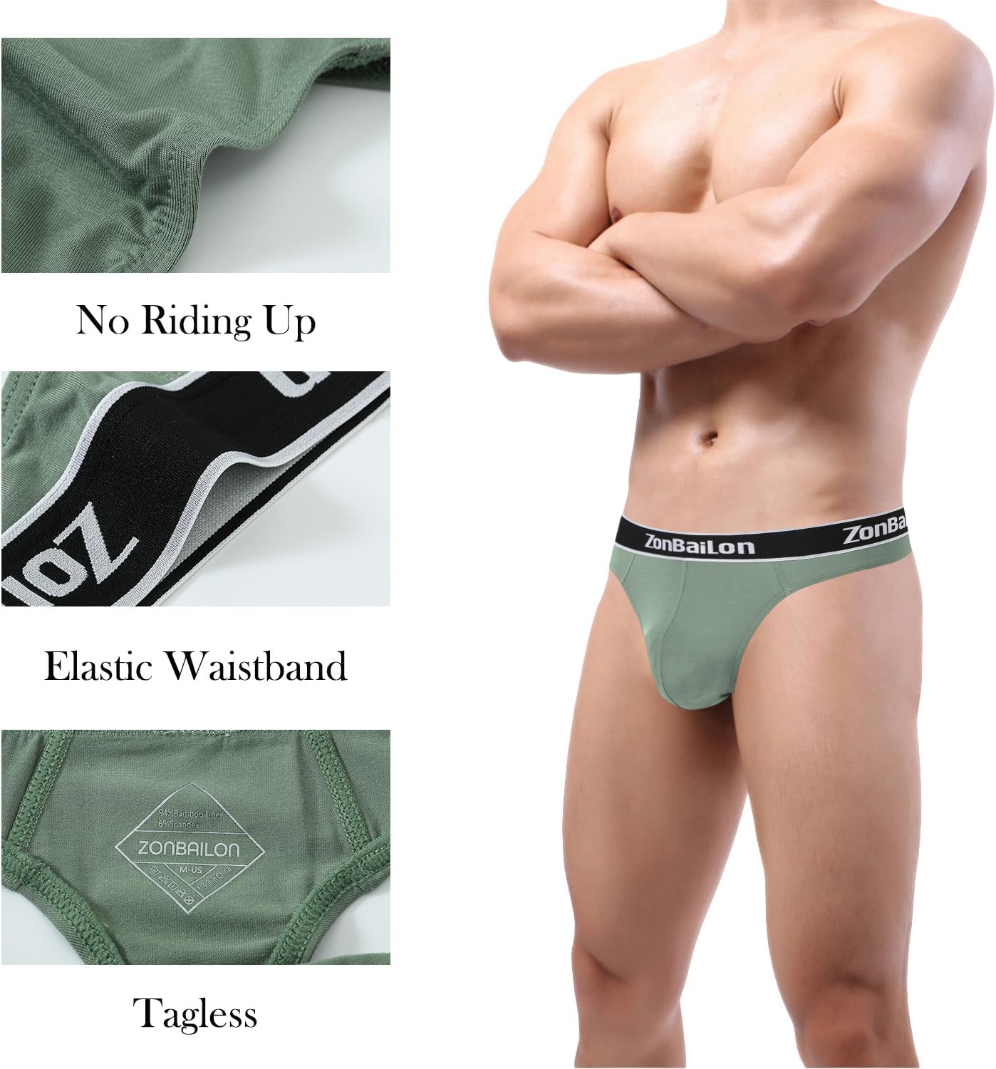 ZONBAILON Mens Sexy Low Rise Thongs G-String Men Bulge Enhancing Comfort Stretch T-Back Butt-Flaunting Male Thong Underwear - Image 4