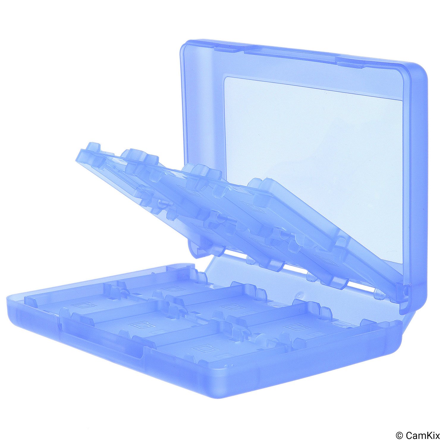 CAMKIX 2X Caja de Juego, Compatible con Nintendo 3DS - Se Adapta a hasta 44 Juegos, 4 Tarjetas SD, 4 Micro SD/TF y 4 lápices Stylus - Juego de Tarjetas Organizador - Rojo y Azul