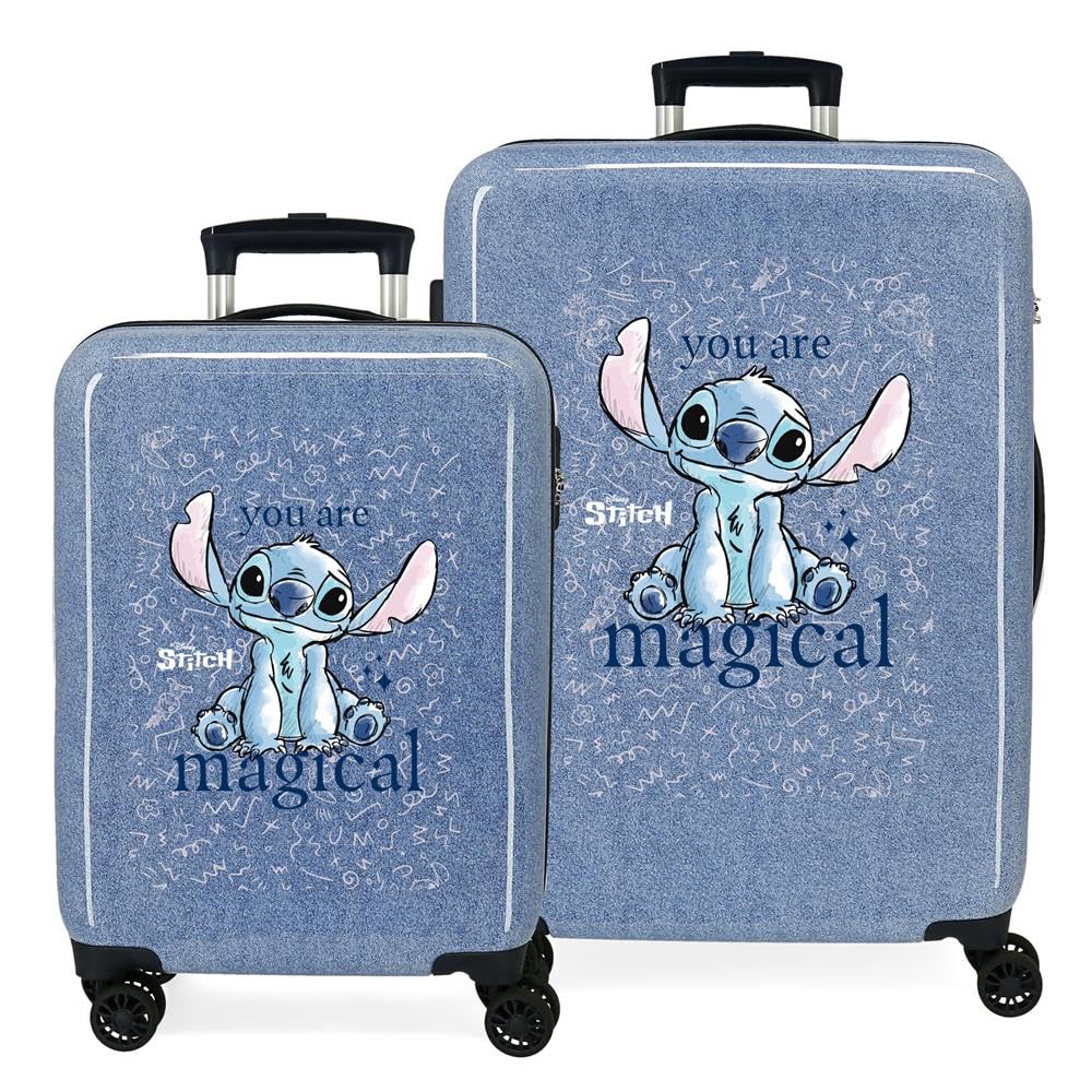 Joumma Disney Stitch You Are Magical Set di valigie blu 55/65 cm Rigido 6 kg Chiusura a combinazione laterale ABS 6 kg 91L Bagaglio a mano, blu, Taglia unica, Set di valigie