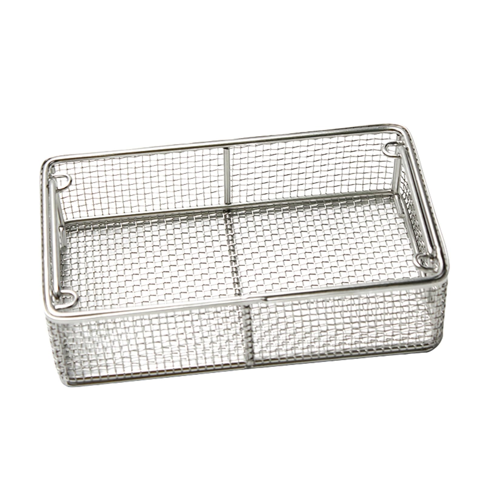 Cestino di disinfezione medico in acciaio inox 304, con manico, maglia da 4 mm per laboratori, strumenti ospedalieri, cliniche dentali(35x30x7cm/13.8x11.8x2.8in)