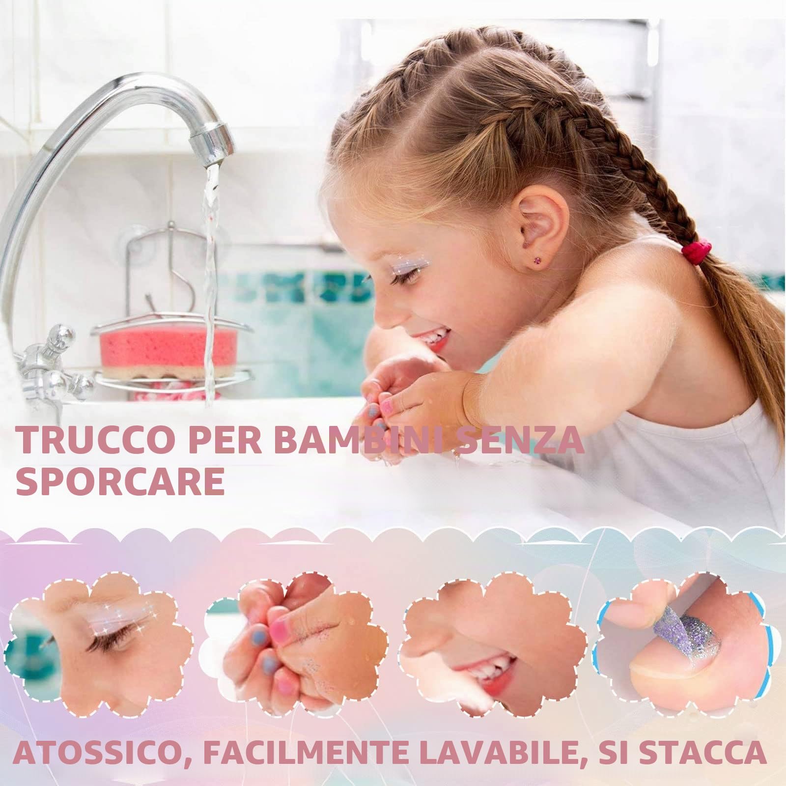 Trucchi Bambina Set 31 pezzi, Lavabile set di trucchi per bambini, Trucchi bambina anallergici, Valigetta Trucchi Bambina, Giochi Regali di Compleanno di Natale per Ragazze 3 4 5 6 7 8 9 10