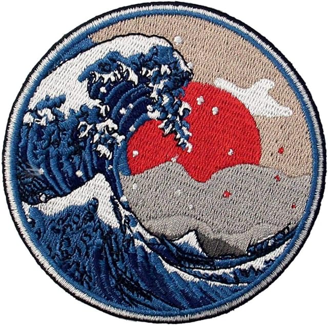 Great Wave Off Kanagawa Patch Embroidered Badge Iron On Sew On Emblem