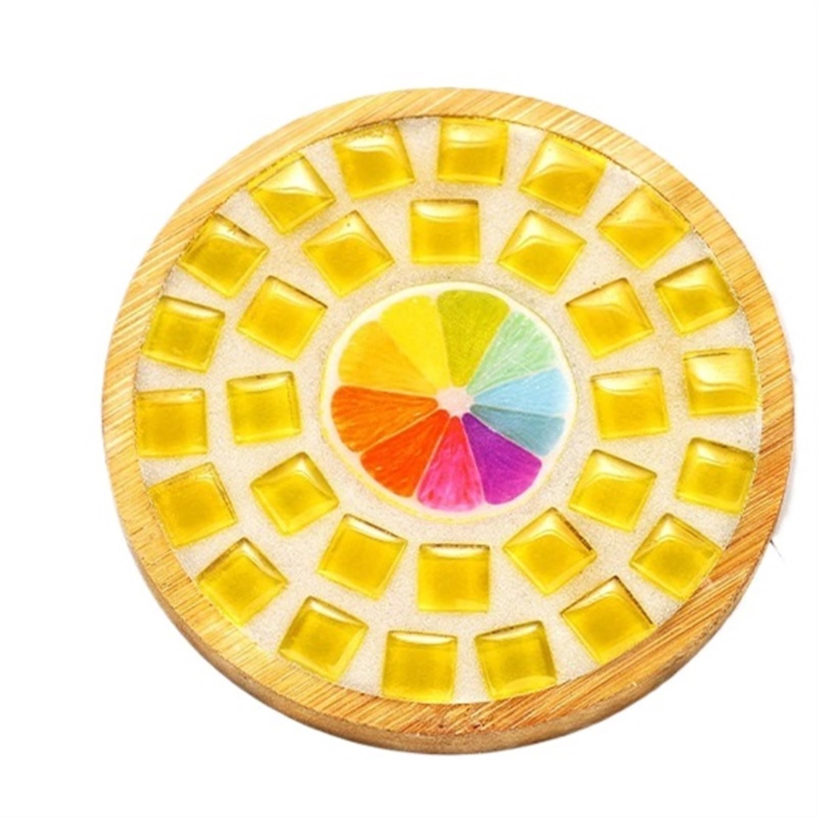MTADSBKFP Mixed Colour Stained Glass Mosaic Tiles, Ceramics Multicolor Mosaic Tiles DIY Kit with Tools(Round9.5x9.5yellow)
