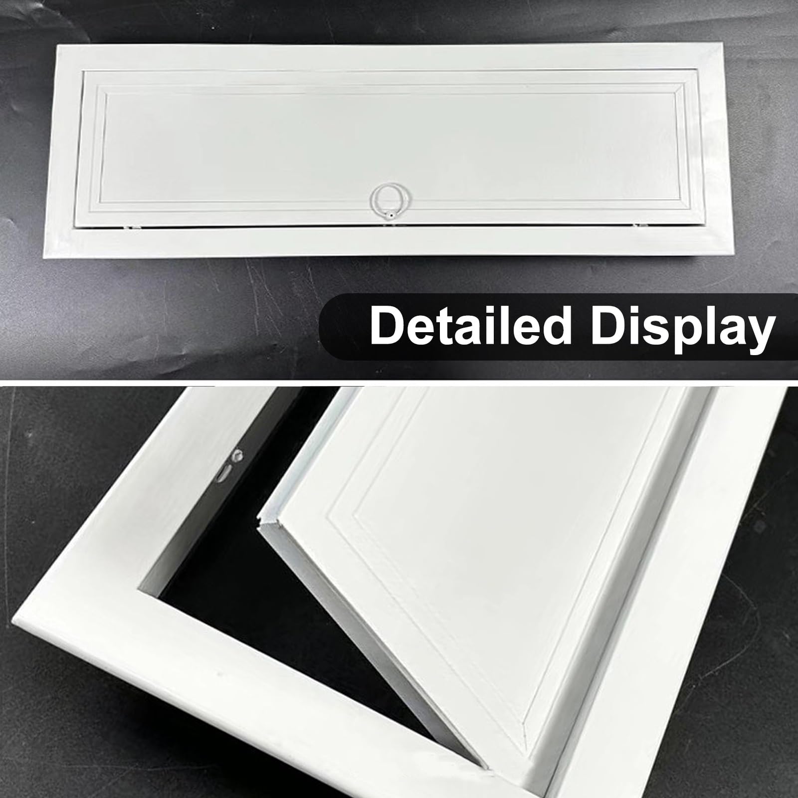 Klapa Rewizyjna Aluminium do Ściany z Pierścieniem | Stop Aluminium, Drzwiczki Techniczne Sufit Ściana, Łatwy Dostęp, Instalacje Rur, Białe Wykończenie(25x60cm/9.8x23.6in)