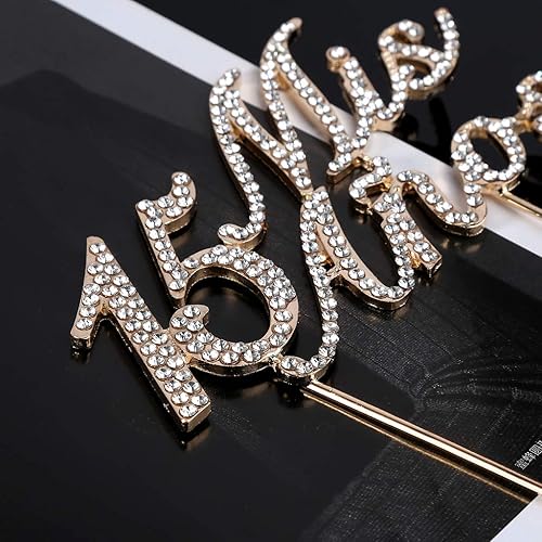 Miniatura 8 de Número brillante 15 letras de Mis Anos decoración para tartas con diamantes de imitación para cupcakes suministros de decoración de fiesta de