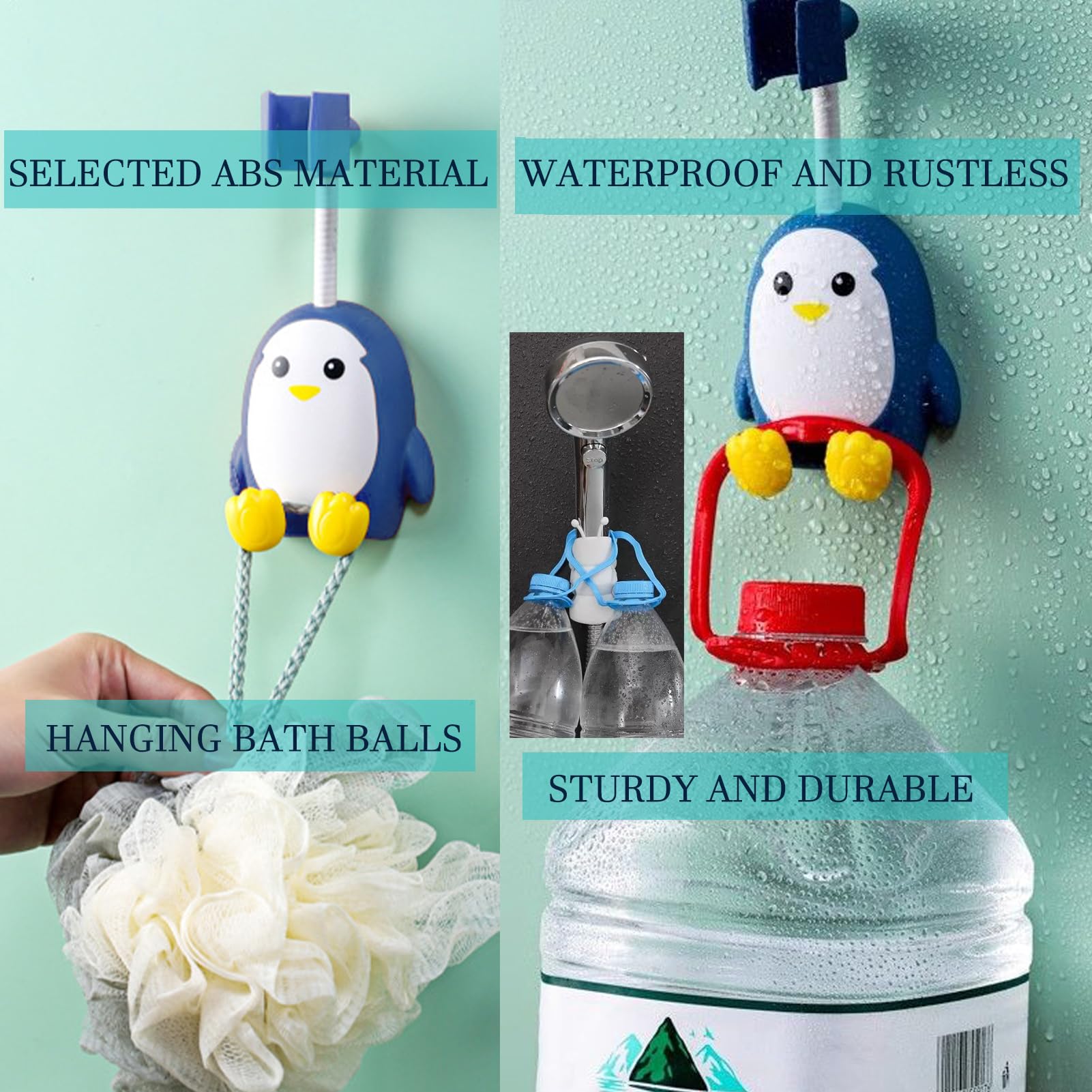 MIUPOO 360 Degree Adjustable Rotatable Handheld Shower Head Holder,Removable No Punching Penguin Shower Head Bracket Wall Mount Universal,Silicone Suction Cup Shower Head Holder,2 Pack - Image 4