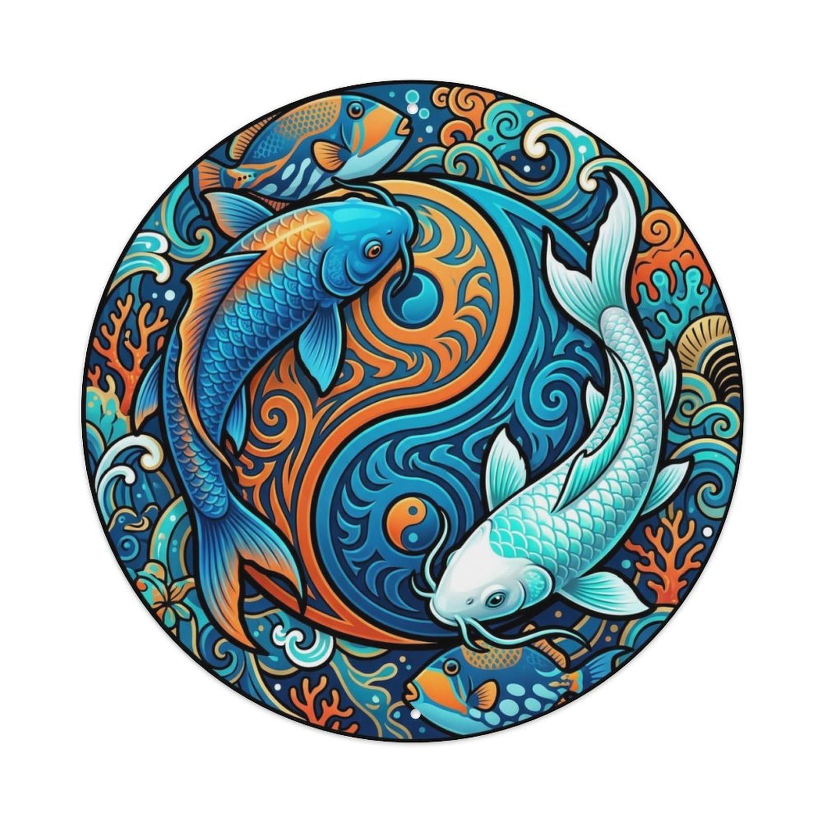 Tai Chi Koi Fish Triggerfish Ocean Sea Metal Tin Sign