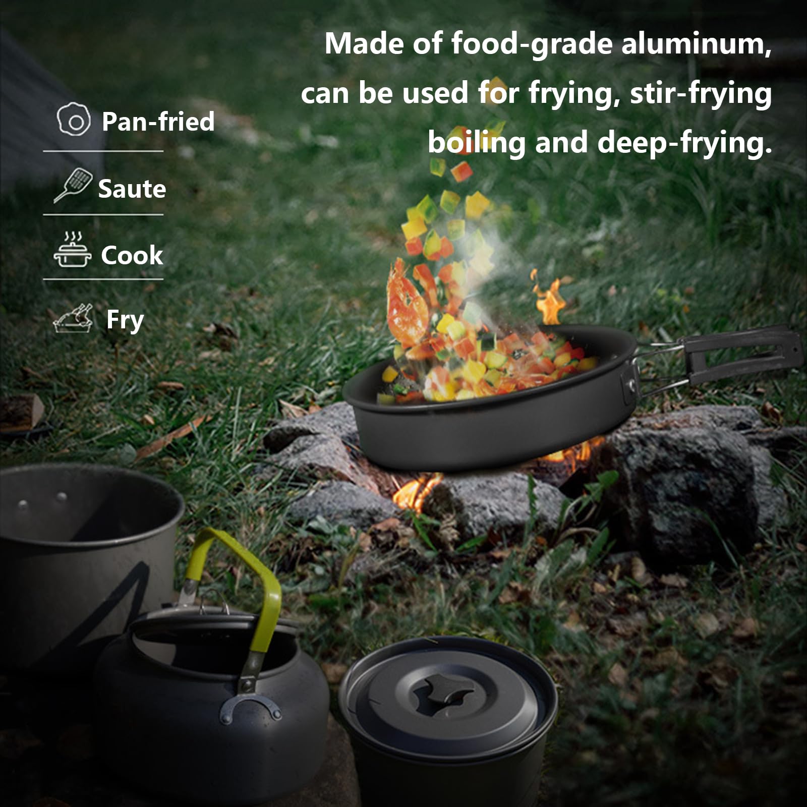 Camping Geschirr Set Aluminium Campingkocher Töpfe Becher Outdoor Kochgeschirr Mit Faltbare Besteck Picknick Topf Mini Camping Kochset Für Picknick Wandern