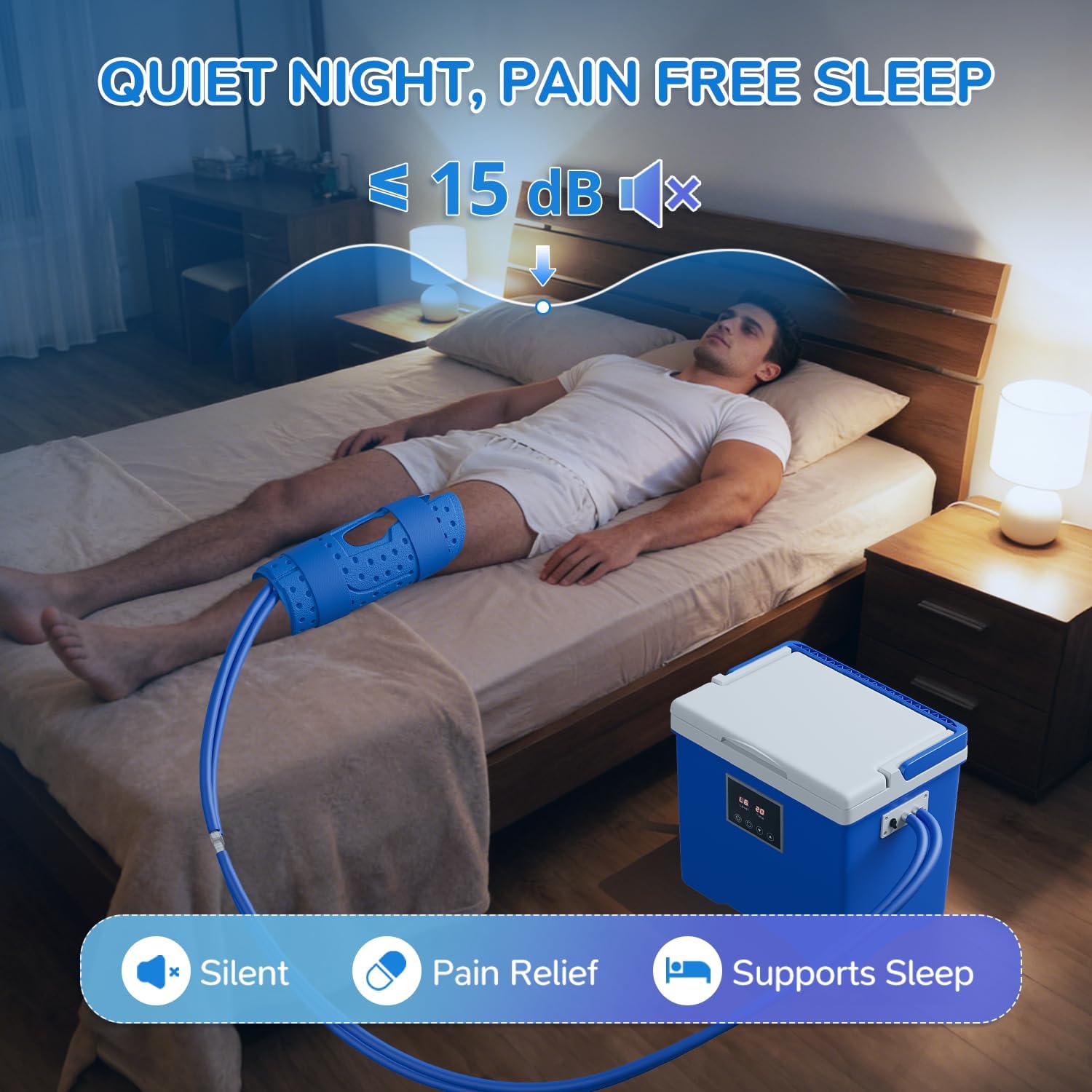 Cold Therapy Machine with Memory Function, Programmable Timer, Wireless Remote & Quiet Pump, Portable Ice Machine for Knee After Surgery, Ankle, Arm Relief, Ideal for Sports Injuries