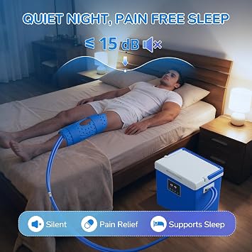 Cold Therapy Machine with Memory Function, Programmable Timer, Wireless Remote & Quiet Pump, Portable Ice Machine for Knee After Surgery, Ankle, Arm Relief, Ideal for Sports Injuries(10 Qt)