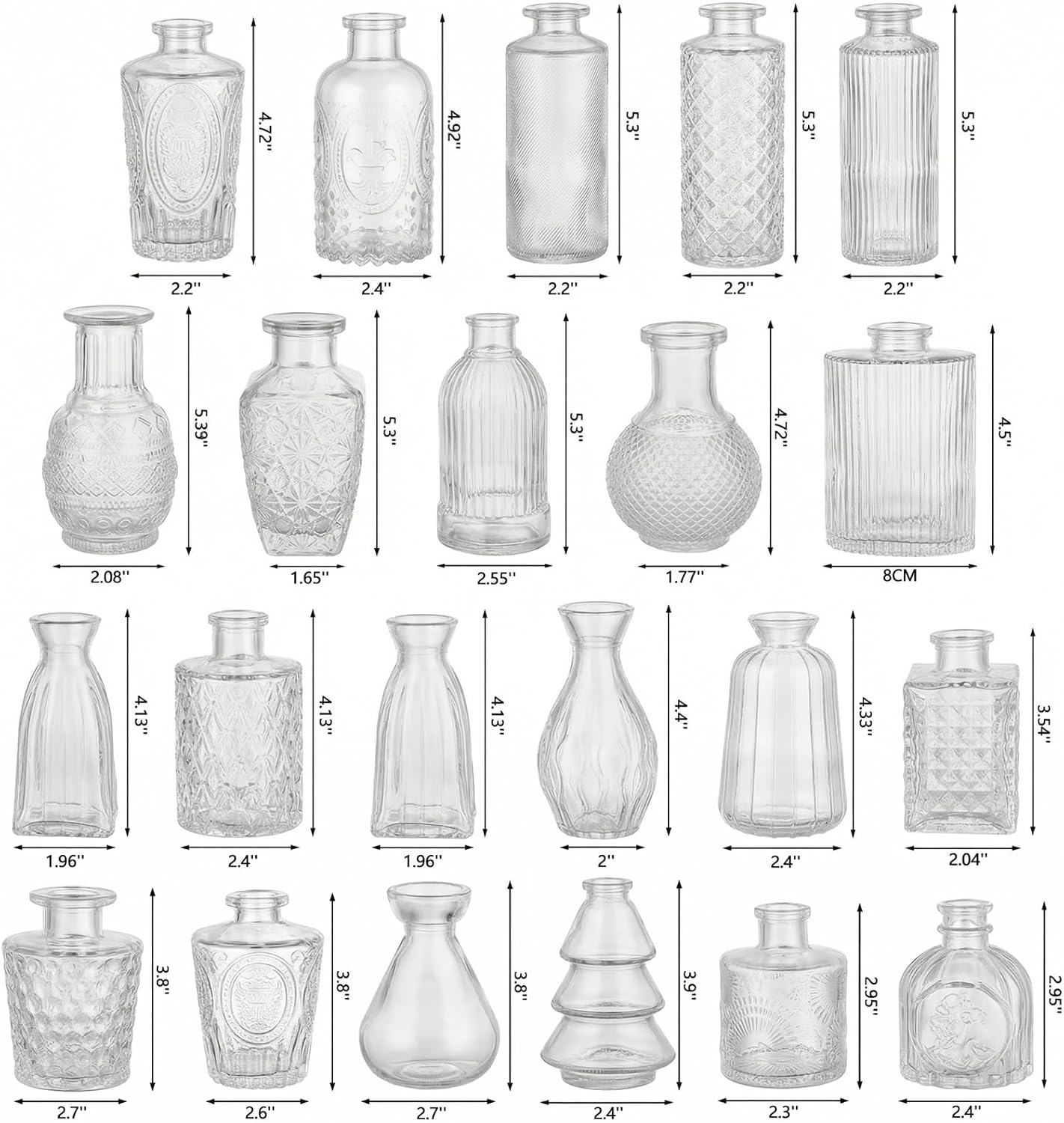 ruckae small clear bud vases bulk 22 pack mini flower glass vases for centerpiece table wedding decorations home decor party transparent 22 pack