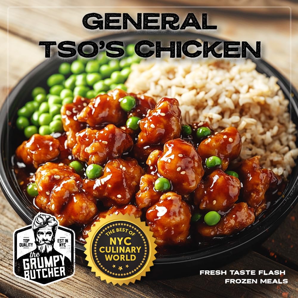 Grumpy Butcher Chef-Crafted Gourmet Meals - General Tso Chicken & Fried Rice, 4-pack (10 oz each) - Asian Food Prepared Meals & Entrees