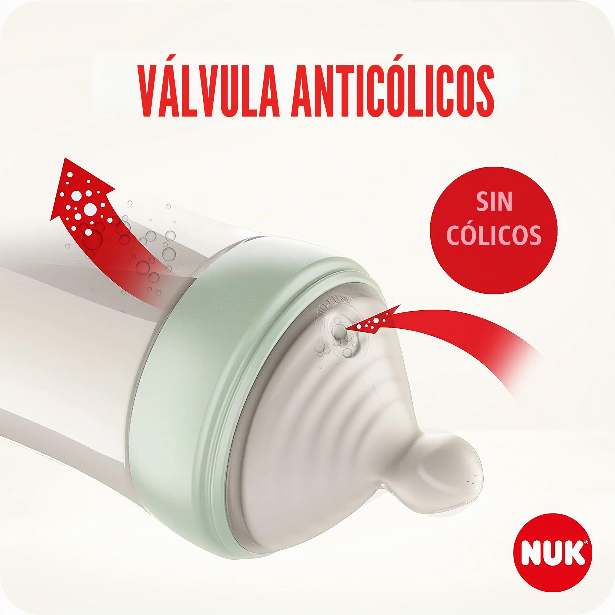 NUK Nature Sense Perfect Start - Juego de biberones para bebé, biberones, pantalla de control de temperatura, tetina de silicona, cepillo para biberón, chupete de silicona Genius, 0-6 meses, BPA