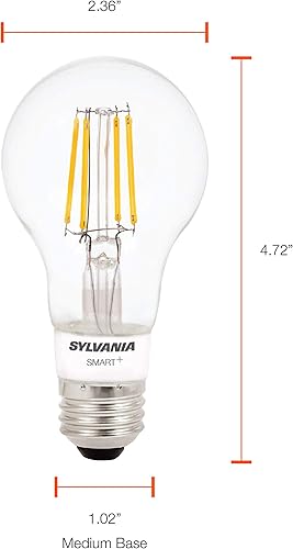 Miniatura 6 de LEDVANCE Sylvania Smart+ Bluetooth - Bombilla LED A19 de filamento transparente, color blanco suave, compatible con Alexa, Apple HomeKit y Google