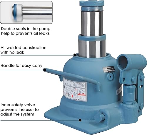 Miniatura 3 de TCE Troin Double Ram de 10 toneladas (20,000 libras) Gato hidráulico de botella de coche soldado de perfil bajo para reparación de automóviles y