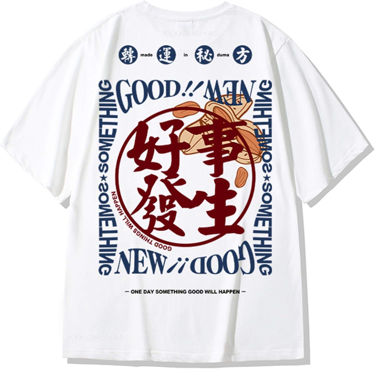 XYXIONGMAO Japanese Kanji Graphic Printed White Casual Tees Shirts Unisex Streetwear Hip Hop T-Shirt for Men - Image 6