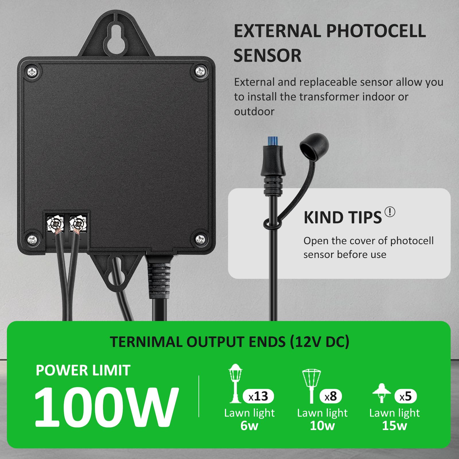 100W Low Voltage Landscape Transformer - Timer & Photocell -4 100W Low Voltage Landscape Transformer - Timer & Photocell -4