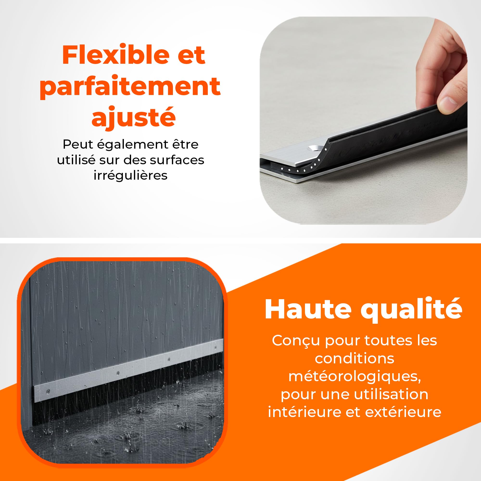 Boudin de Porte 1 m 30 mm Bas de Porte Anti Souris et Rongeurs, Profilé en Aluminium avec Joint Santoprene™ et Renfort en Fil d’Acier Inoxydable, Qualité Professionnelle