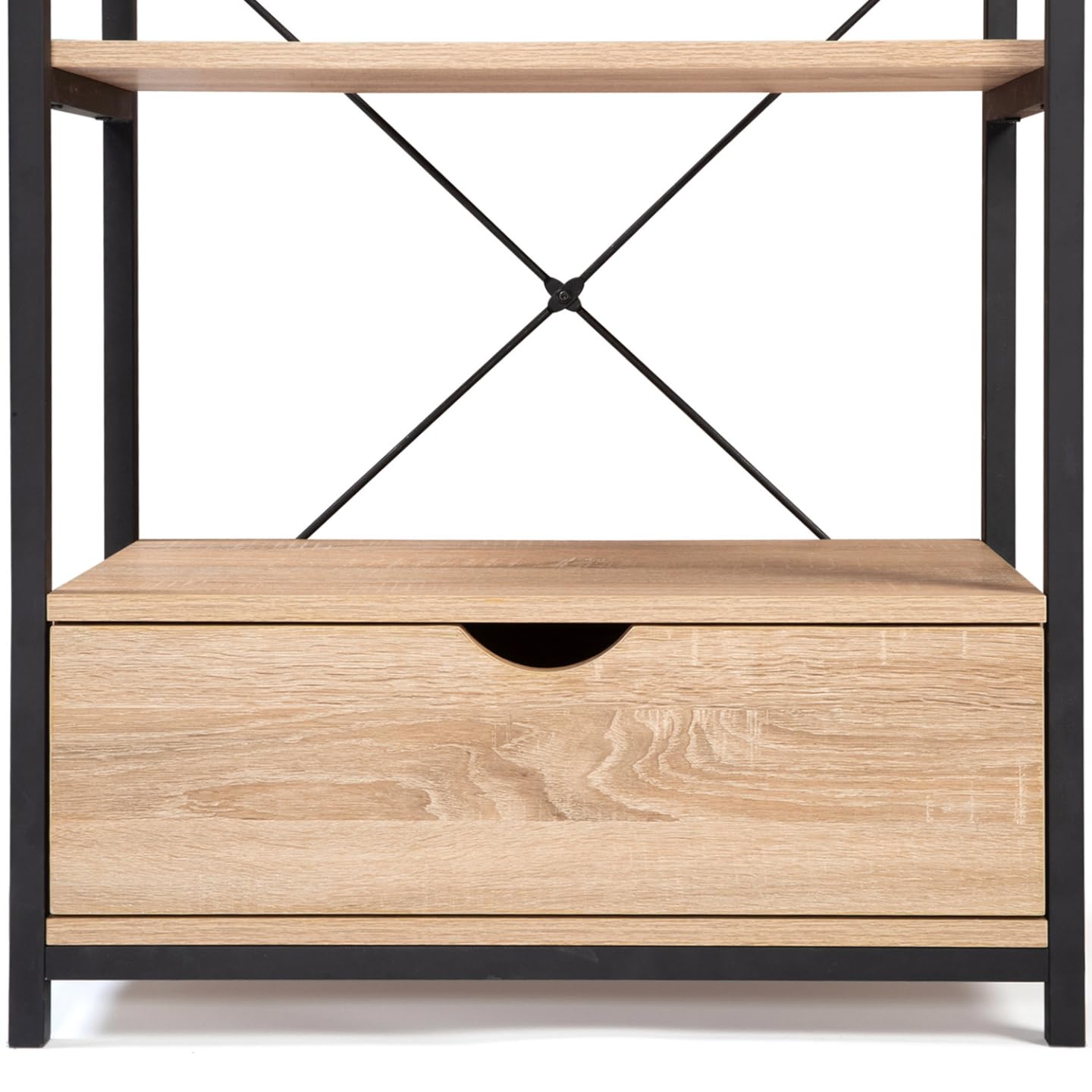 Scaffale Industriale Detroit 5 Ripiani Con Cassetto - Legno E Metallio Nero 60x30x170 Cm - Foto 8