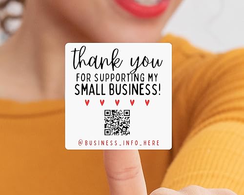 Miniatura 2 de Calcomanías de código QR personalizadas para negocios, gracias por apoyar a mis pequeñas empresas, bonitos suministros de embalaje personalizados,