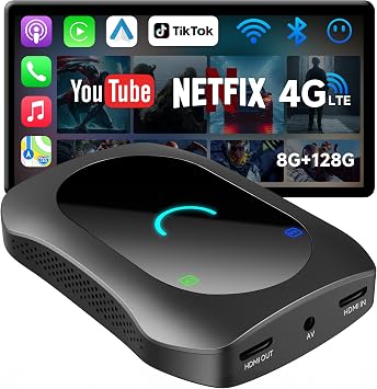Magic AI Box, Wireless CarPlay/Android Auto Adapter, Car Video Box Supports for Netflix/YouTube/TikTok/TF Card, DriveChat AI Smart Box with GPS/Dual Bluetooth