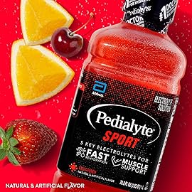 Pedialyte Sport Electrolyte Drink, Fast Hydration with 5 Key Electrolytes for Muscle Support Before, During, & After Exercise, Fruit Punch, 1 Liter, Pack of 4