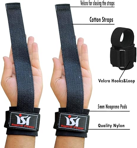 Miniatura 2 de Gym Correas de levantamiento de pesas Entrenamiento de potencia Guantes de agarre de soporte de muñeca Envoltura Barra de mano Par de entrenamiento