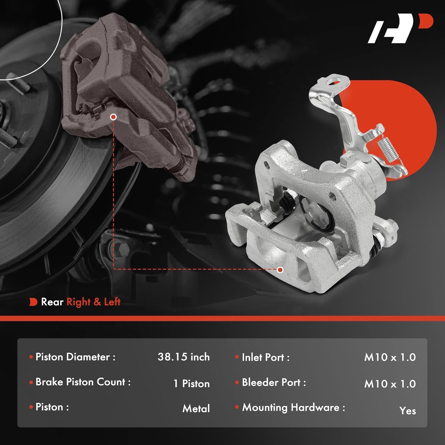 A-Premium Disc Brake Caliper Assembly with Bracket Compatible with Pontiac and Toyota Models - Matrix 2009-2013, Vibe 2009-2010, 2.4L, FWD - Rear Driver and Passenger Side