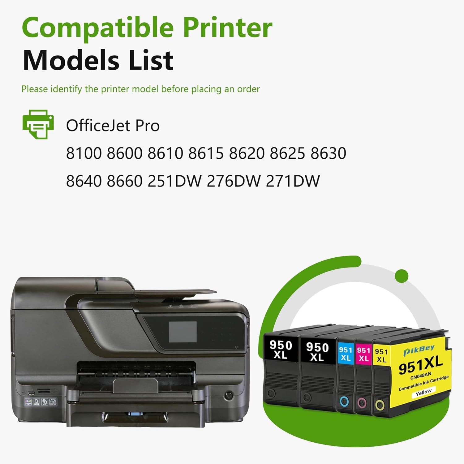 950XL 951XL Ink Cartridge Combo Pack-Replacement for HP 950XL and 951XL Ink Cartridges Combo Pack Compatible for OfficeJet Pro 8100 8600 8610 8615 8620 8630 8640 Printer (5 Pack 2BK/1C/1M/1Y)