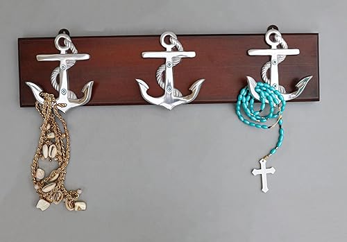 Miniatura 8 de Ebros Gift Anclajes náuticos de aluminio pulido con acabado de níquel para marineros marineros a bordo de tablones de 6 clavijas para colgar ganchos