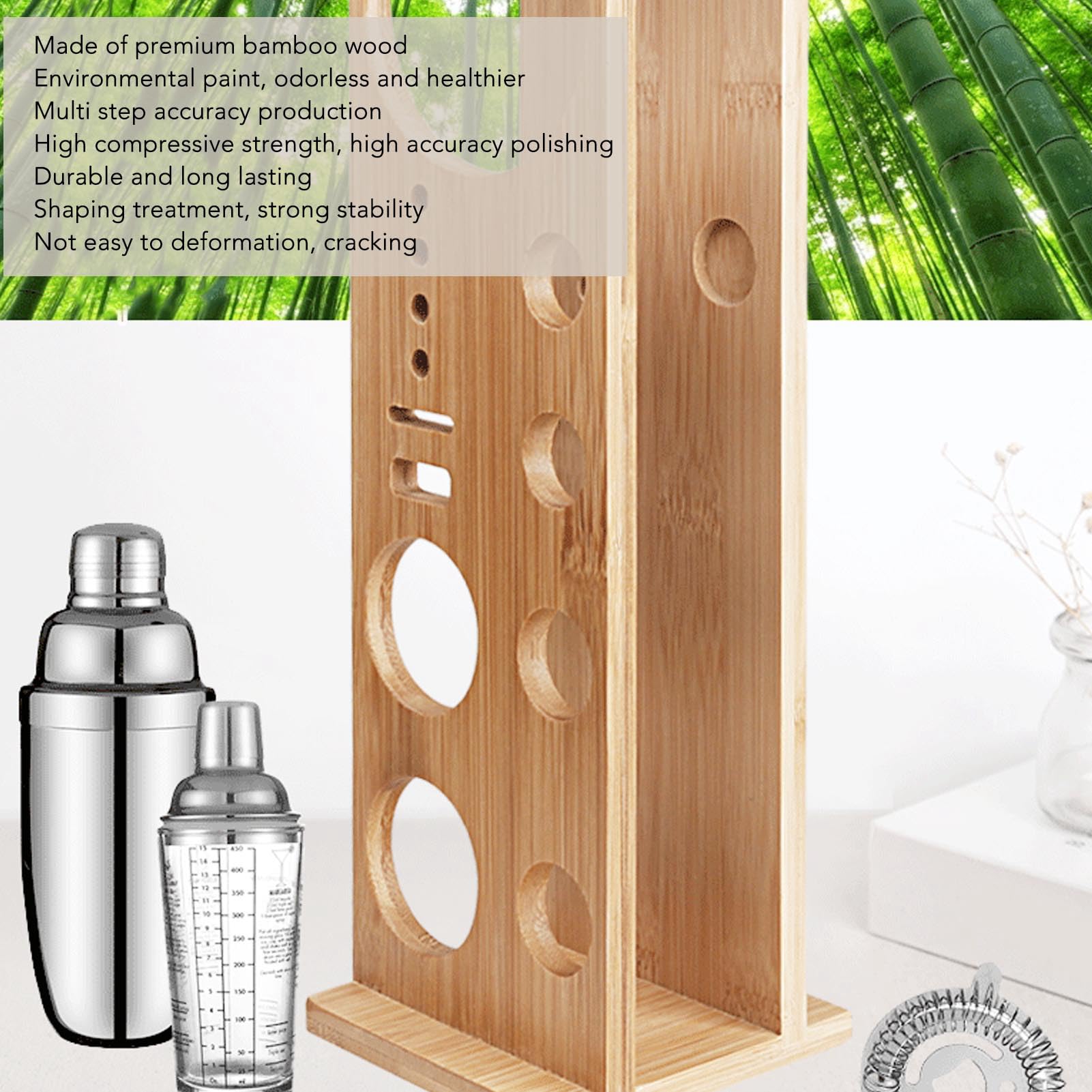 Ejoyous Kit de Coctelera para Barman con Soporte de Madera de Bambú, Juego de Herramientas para Bar en Casa