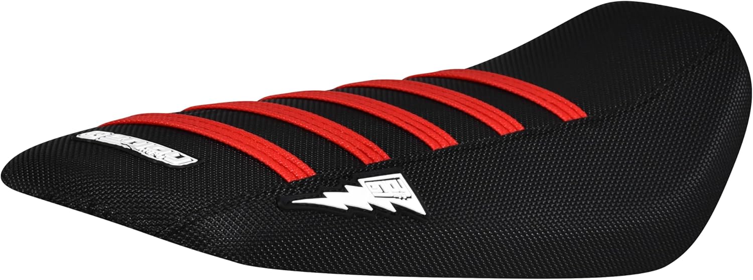 Enjoy Mfg Seat Cover - Compatible with E Ride Pro E-Ride Pro eRide Pro Electric Bike (Color Rib) Bolt #433 (All Black with Red Ribs)