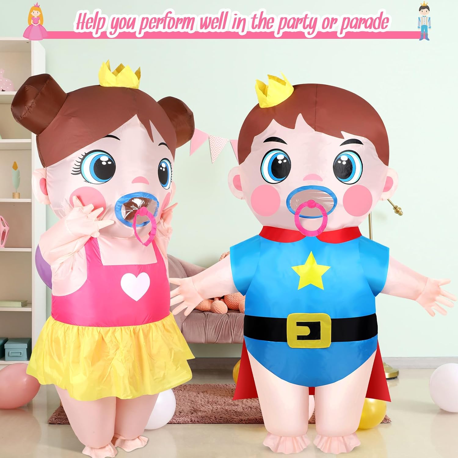 RoundFunny 2 Pcs Inflatable Baby Costume for Adults,Blow up Costume image 4