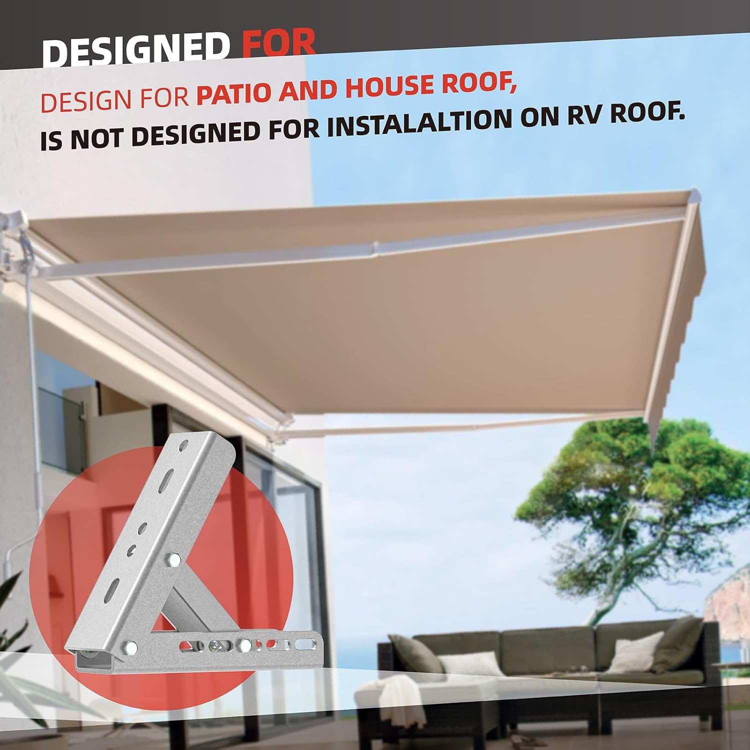 Awning Roof Mount Bracket for Retractable Awnings, Adjustable Angle Heavy Duty Universal Awning Bracket for House Awning Roof (1 Pack)