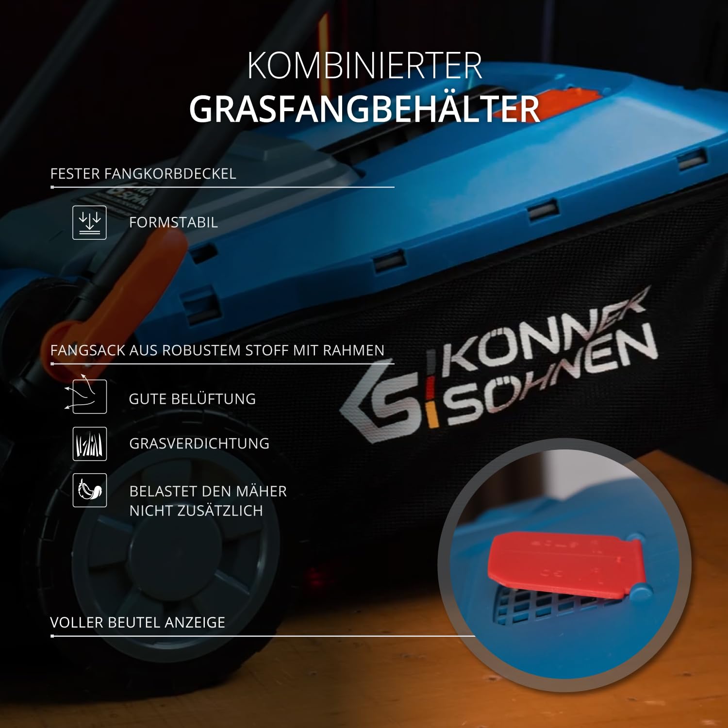K&S Könner&Söhnen Zestaw do urządzeń ogrodowych zasilanych akumulatorem, do pielęgnacji trawnika, KS 33LM-BCT20V-SET 20 V i kosiarka (5 pozycji) do pielęgnacji trawnika, ładowarka + akumulator 4 Ah
