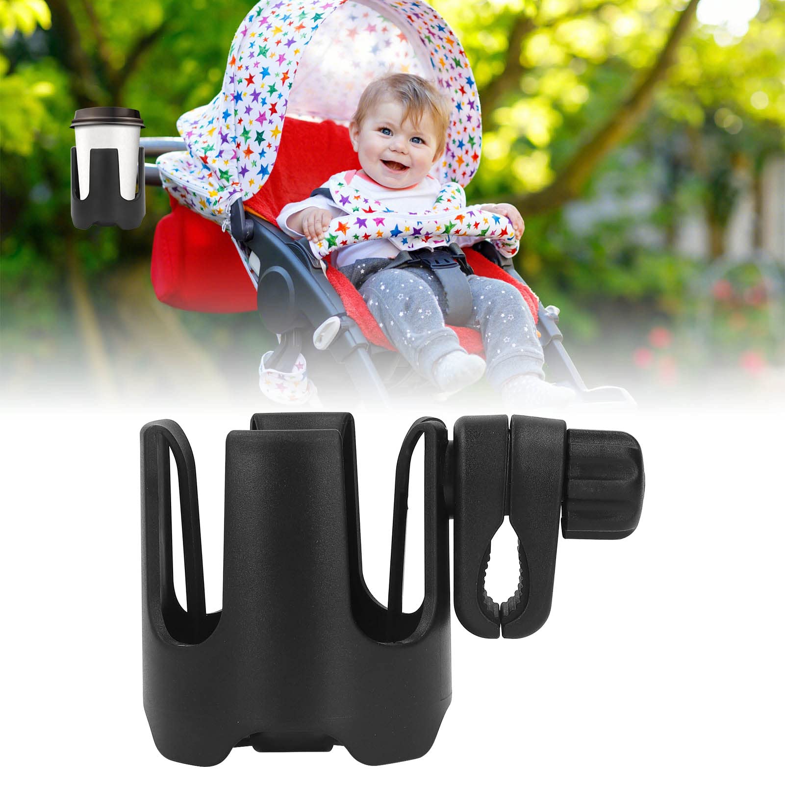 Portabicchieri Universale Per Passeggino - Zamboo, Antiscivolo, Gommato, Nero/Grigio - Foto 6