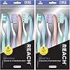 Reach Essentials Toothbrush with Toothbrush Covers, Multi-Angled Medium Bristles, Contoured Handle, Tongue Scraper, 6 Count Pack of 2