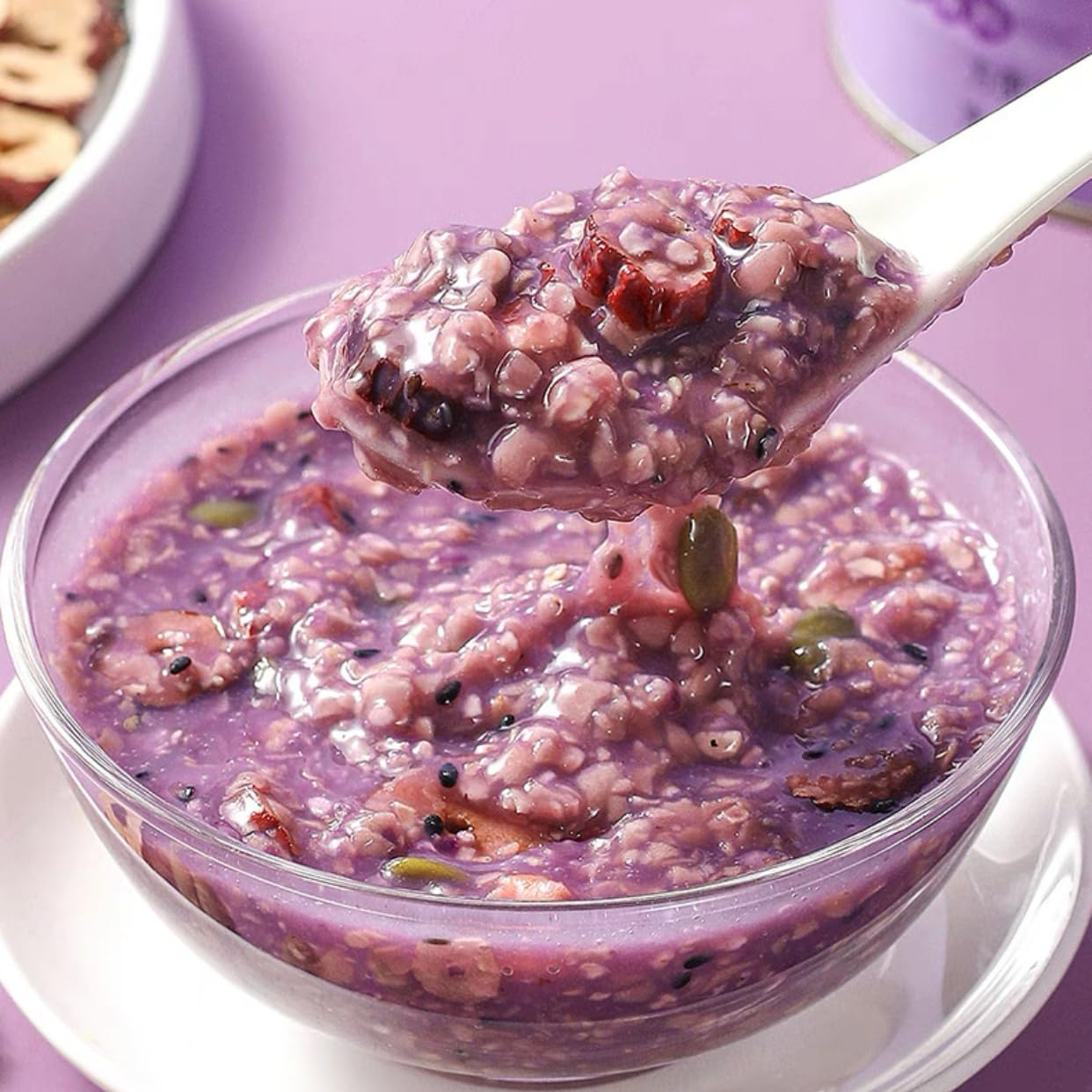 Chia Seeds Purple Sweet Potato Konjac Oatmeal Meal Replacement Porridge, Healthy High Fiber Fat Reduction Weight Loss No Need To Cook Shipping from California, U.S.
