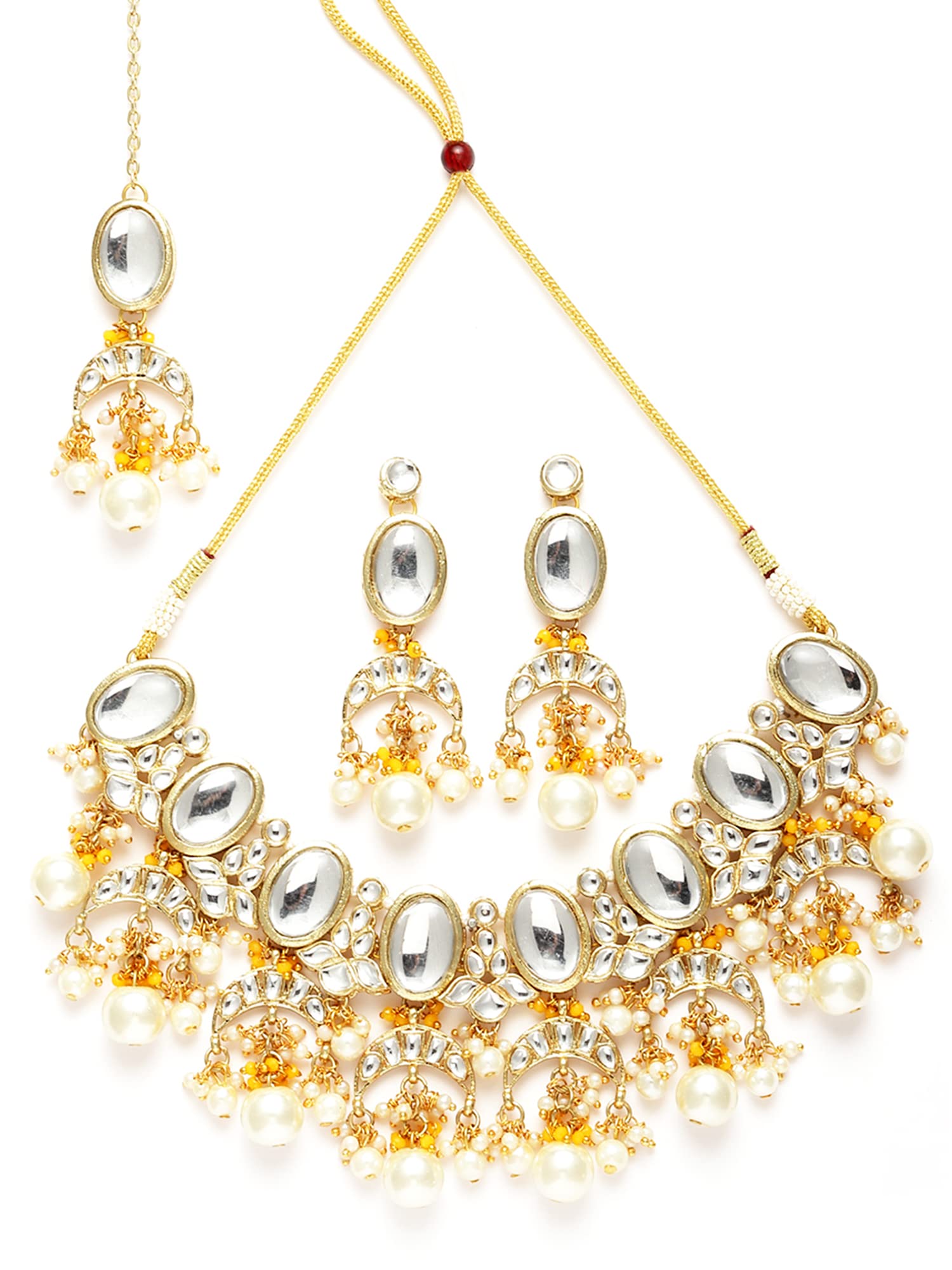 Karatcart Gold Plated Yellow Crystal and Pearl Kundan Choker Necklace Setfor Women (B0B1DPBNLS) Amazon Price History, Amazon Price Tracker