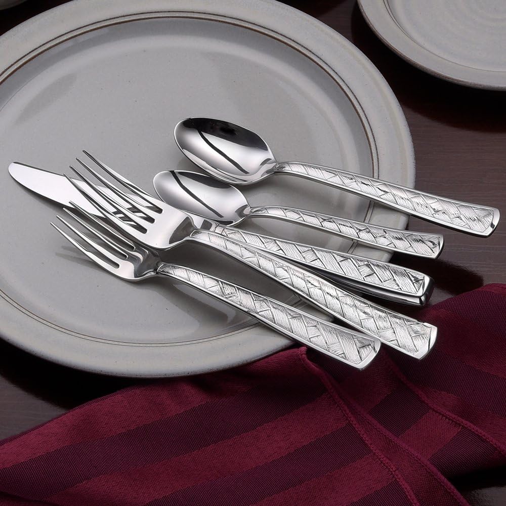 Weave 20 Piece Set service for 4 18/10 stainless flatware Made in USA