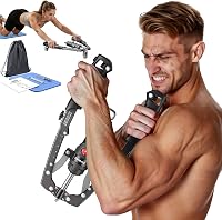 FLYBIRD Twister Arm Trainer, Hydraulic Power Core Twister Chest Workout Equipment, Adjustable 22-440LBS Chest Trainer for Men, 3 in 1 Chest Arm Exerciser with Ab Roller Wheel - Black