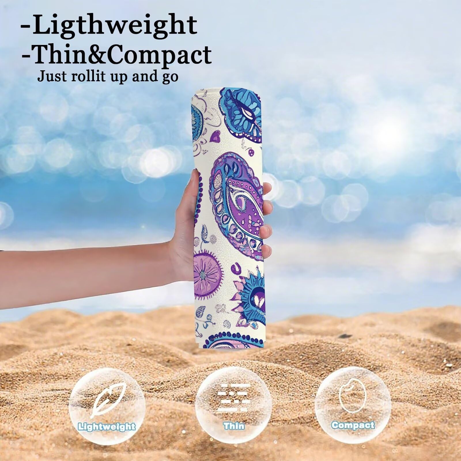Toalla Microfibra Grande 90x180cm Toalla Playa Planta Toallas de Playa Secado Rapido, Toallas Bano con Bolsa, Beach Towel Púrpura Antiarena Ligeras para Camping Piscina Yoga Gimnasio Deportes VQ-738