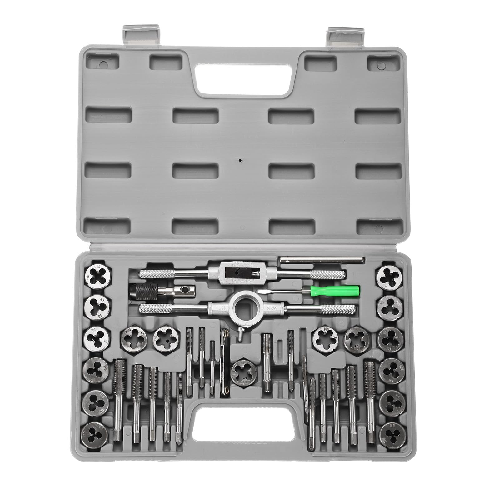QUARKZMAN 39 Pezzi Set Di Maschi E Filieri Metrico M3-M12 Kit Di Attrezzi Per Filettatura Maschi Filieri Chiavi Porta Maschi Porta Filieri Con Custodia Per Filettatura Maschile E Femminile