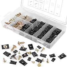 TNOMSNO Body Screws, 170 Car Screw Nut Clip Kit, Including 85 Pieces U Type Body Clamps and 85 Pieces Screws for Car, Black, Tin Nut, Car Mounting Box Set