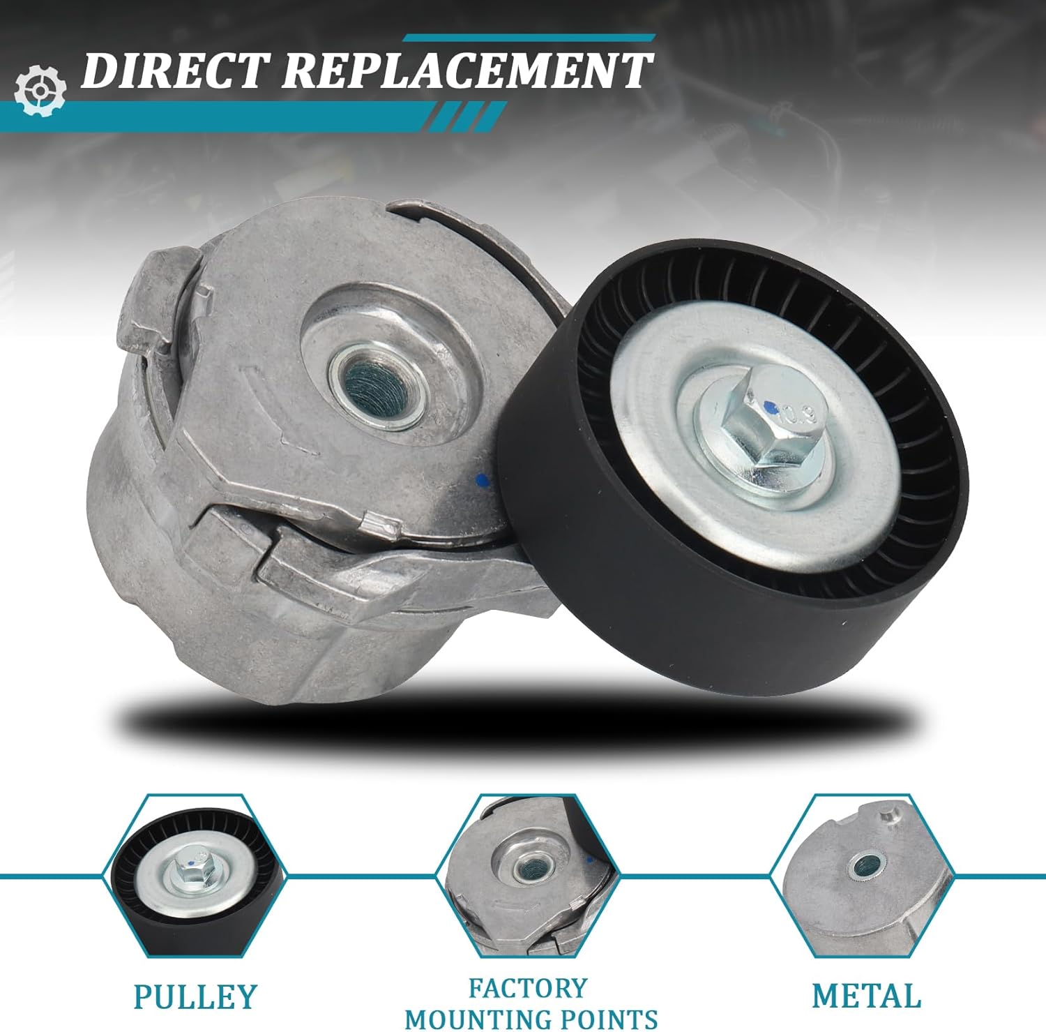 IRONTEK 39298 Belt Tensioner Pulley Assembly fit for Ford (2011-2020 Lobo/ 2011-2012 Mustang), for Lincoln 2011-2014 Mark LT #89631 305631 49821 780207 BR3Z6B209H