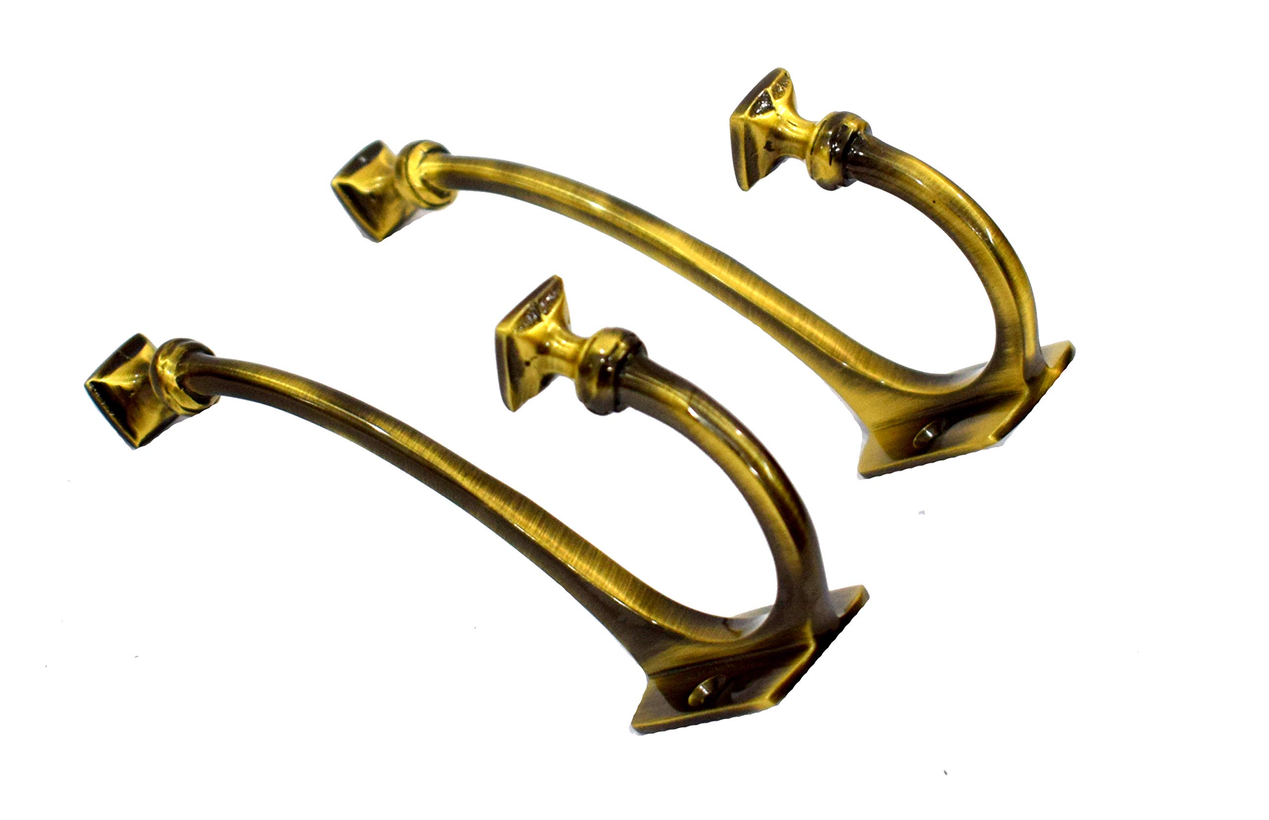 WIGANO Brass Made Door Wall Key Hook Stand with Matching Screw for Home & Office (Antique) Set of 2
